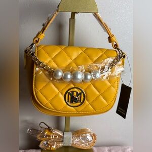 Badgley Mischka Yellow Quilted Crossbody Bag